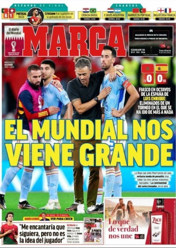 Marca Headline after Spain 2022 World Cup Exit