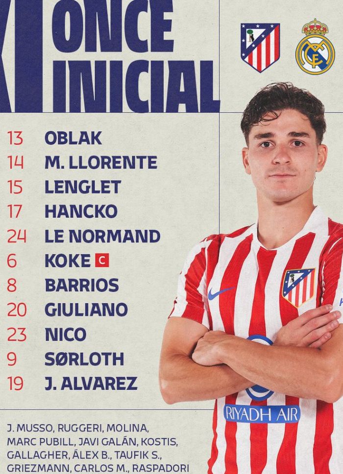 Atletico Madrid vs Real Madrid 5-2 Lineups September 2025