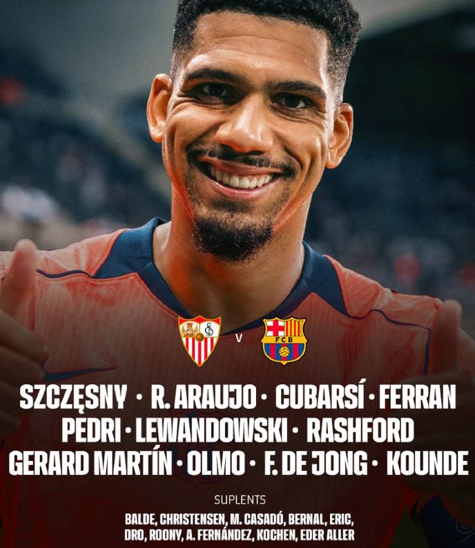 FC Barcelona starting lineup vs Sevilla FC October 2025