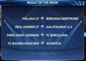 Champions League Quarterfinal Draw 2013