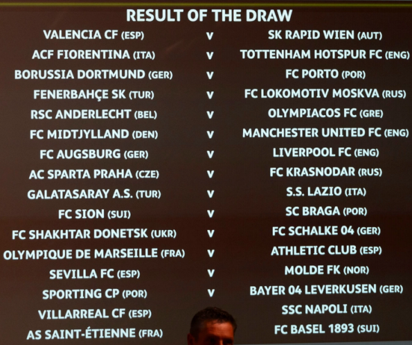 Europa League Round of 32 Draw