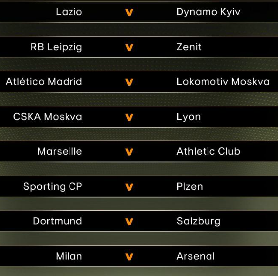 Europa league Round of 16 Draw 2017 2018