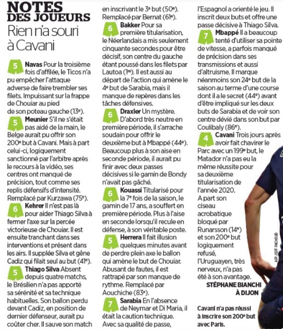 PSG player ratings vs Dijon 2020 Coupe Le Parisien