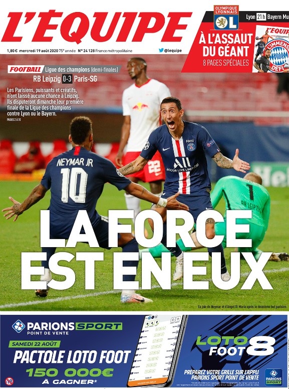 La Force Est En Eux Headline L'Equipe PSG Leipzig