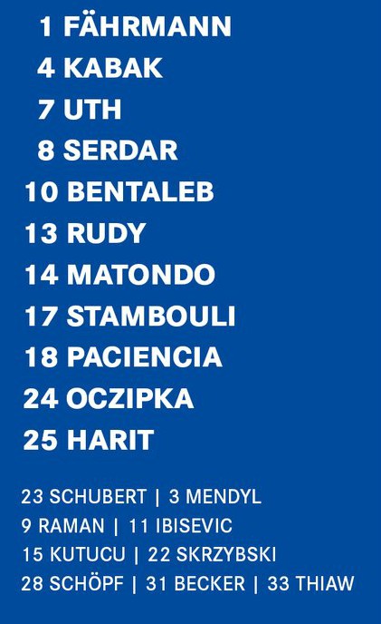 Schalke starting vs Bayern