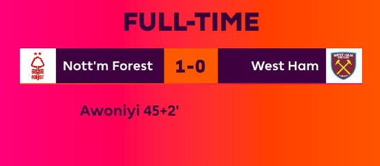 Forest 1-0 West Ham 2022