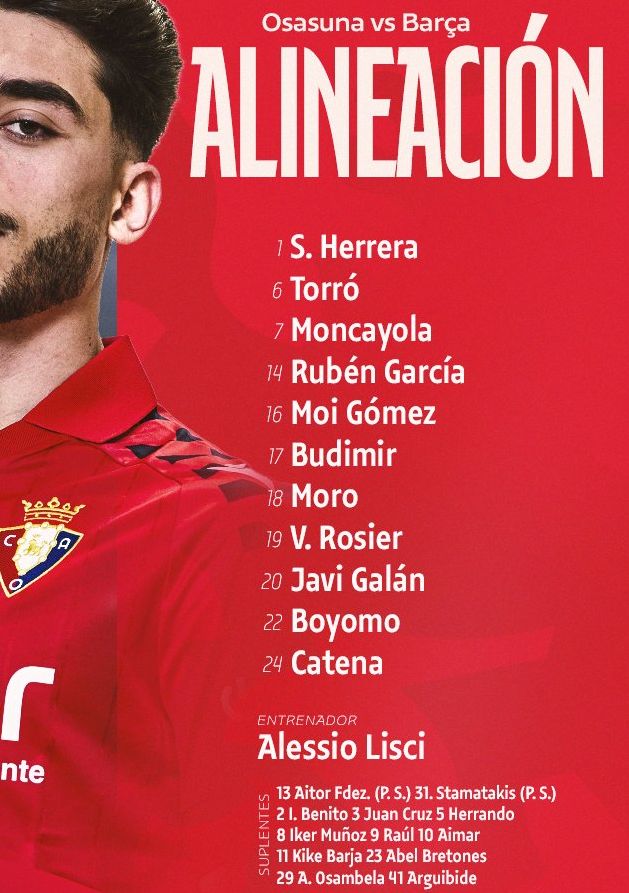 Osasuna vs FC Barcelona Lineups 2026 May