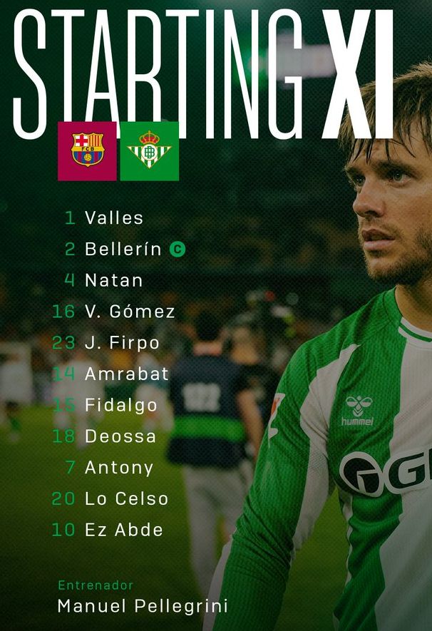 Real Betis Balompie starting XI vs Barca 2026 May