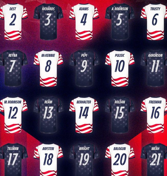 USA Team World Cup 2026 Squad Jersey Numbers USMNT 26 Man Roster USA Team World Cup 2026 Squad Jersey Numbers USMNT 26 Man Roster