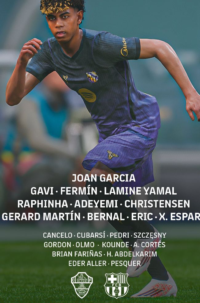 FC Barcelona starting lineup vs Elche August 2026